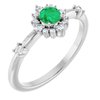 14K White Chatham Created Emerald and .167 CTW Diamond Ring Ref. 15641412